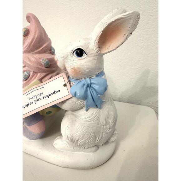 Cupcakes and Cashmere EASTER BUNNY Pastel Easter Egg Cart Pink Icing Blue Bow - Picture 3 of 7